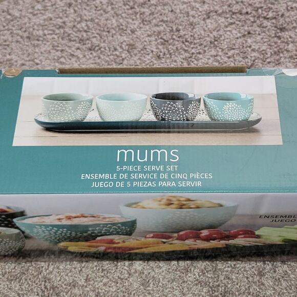 Baum Mums 5-Piece Ceramic Stoneware Serve Set • 1 Tray 4 Bowls • New - Picture 16 of 16